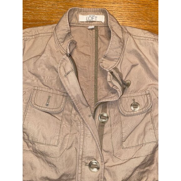 Loft Womens Beige Military Style Utility Jacket Size MP - Picture 3 of 5